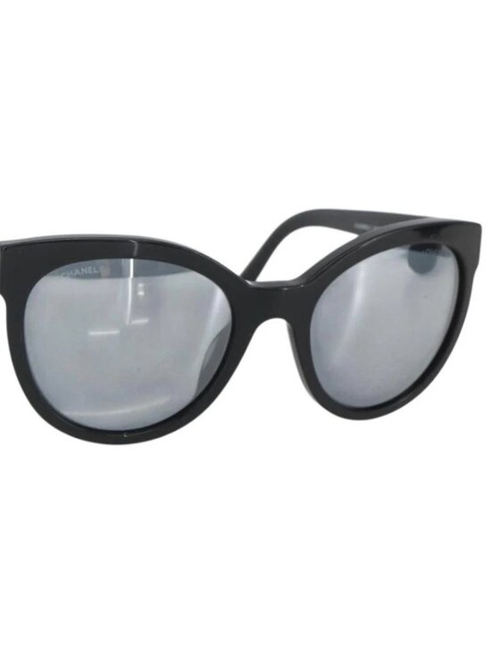 CHANEL Sunglasses plastic Black CC